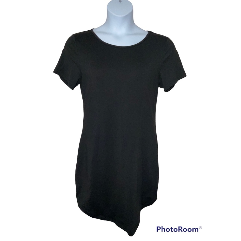 xShein Curve 14 Dress Black T Shirt Dress Round Hem Short Sleeve Round Neck 1XL